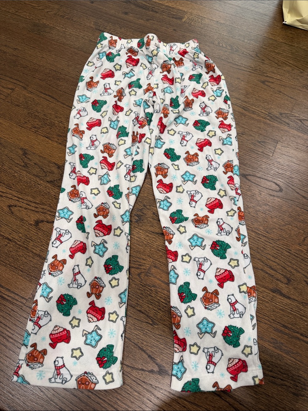 MWhite Holiday Print Fleece Pajama Pants